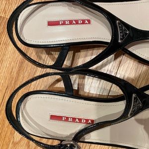 PRADA Patent Leather Wedged Sandal